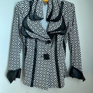 Joseph Ribkoff Size 4 Stylish Black and White Geometric Women's Jacket